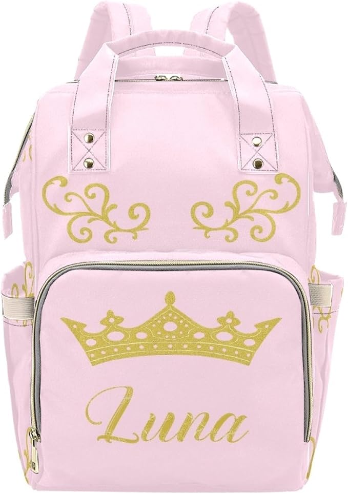 Crown Personalized Baby Diaper Bag – Custom Name Waterproof Nappy Backpack with Multi Compartments – Stylish Gift for Mom, Dad, Baby Shower & Outdoor Travel by Unknown