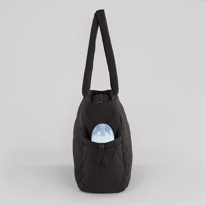 Motherhood Quilted Tote Diaper Bag with Insulated Pockets - Image 4