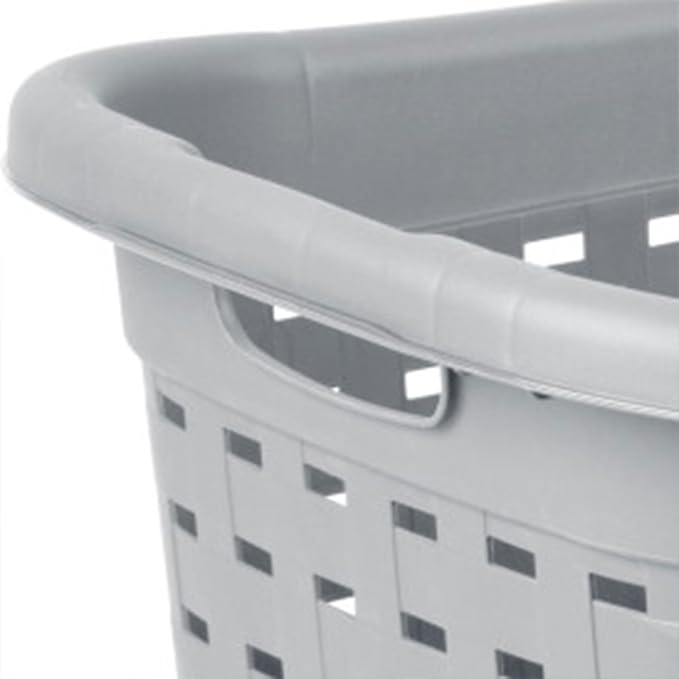 Sterilite 6-Pack Weave Laundry Basket, Rectangle Plastic Clothes Hamper w/ Handles, Gray - Image 7