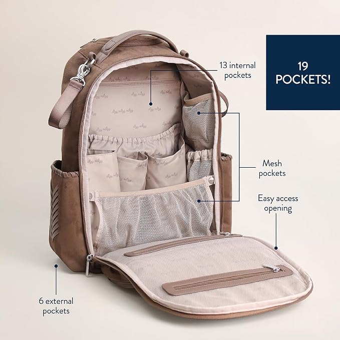 Itzy Ritzy Boss Plus Large Diaper Bag Backpack with 19 Pockets (Aspen) | Includes 2 Insulated Bottle Pockets, Changing Pad, Stroller Clips, Comfortable Padded Straps, Easy-to Clean, Travel-Ready - Image 5