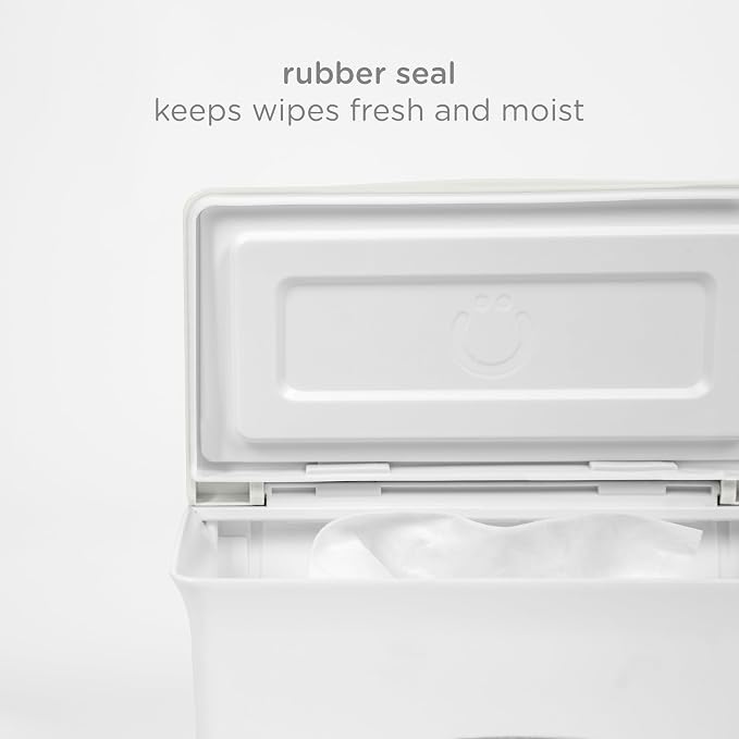 Ubbi Baby Wipes Dispenser with Weighted Plate, Oat | Rubber Seal Keeps Wipes Fresh, Non-Skid Feet, Holds Standard Pack of Wipes, Baby Changing Station Essential - Image 4