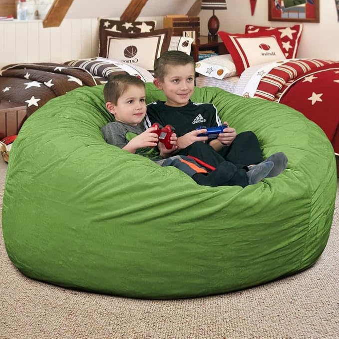 ULTIMATE SACK | 4 Ft Bean Bag Chair Replacement Cover Only | Lime Fur | Removable Washable Cover only - Image 8