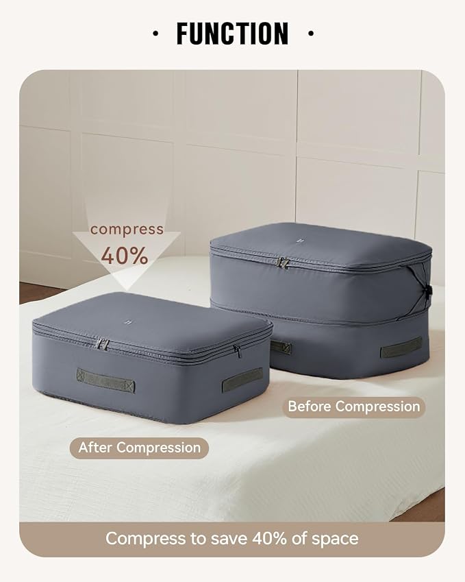 Eachy 3-Pack Comforter Storage Bag Blanket Storage Bags, 68L Compression Bags for Blanket Comforter, Ultra Space Saving Self Compression Organizer - Image 2