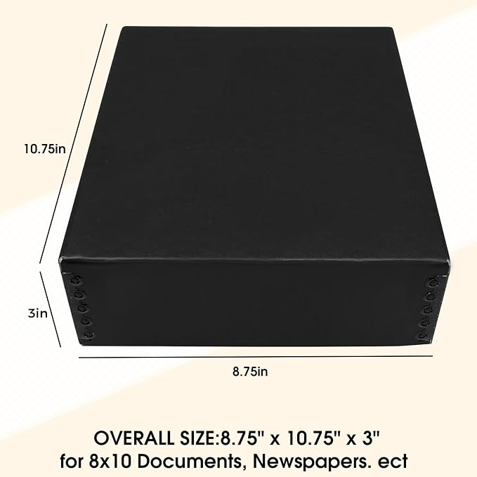 Golden State Art, Drop Front Archival Storage Box, 8.75"x10.75"x3"-Black | Acid-Free 8x10 Museum Photo Storage Box with Metal Edge, Preserve Documents, Prints, Poster, Photographs, Arts And Crafts - Image 3