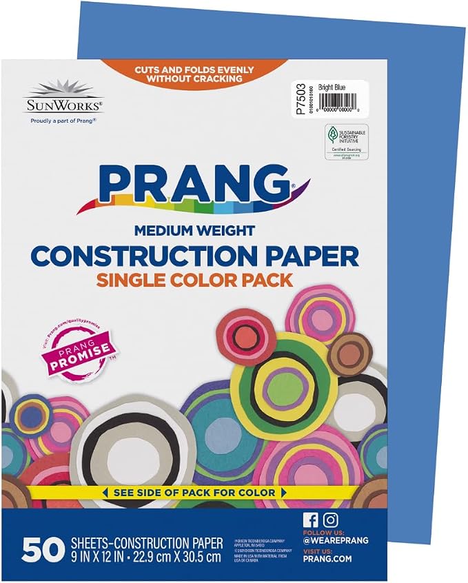 Prang Construction Paper, 9" x 12", Bright Blue, 50/Pack, 50 Packs | Formerly SunWorks, Class Pack, 2500 Sheets Total, P7503 - Image 3