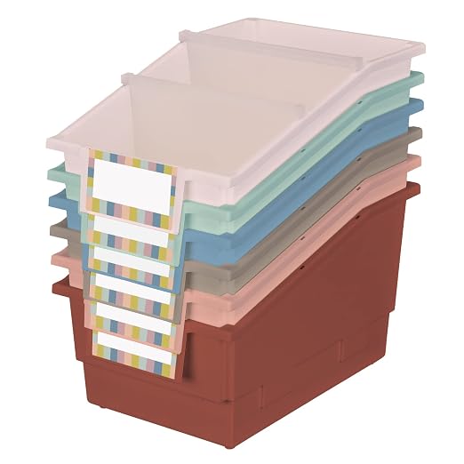 Really Good Stuff Chapter Book Library Bins with Dividers - 6 Pack - Boho - Image 3