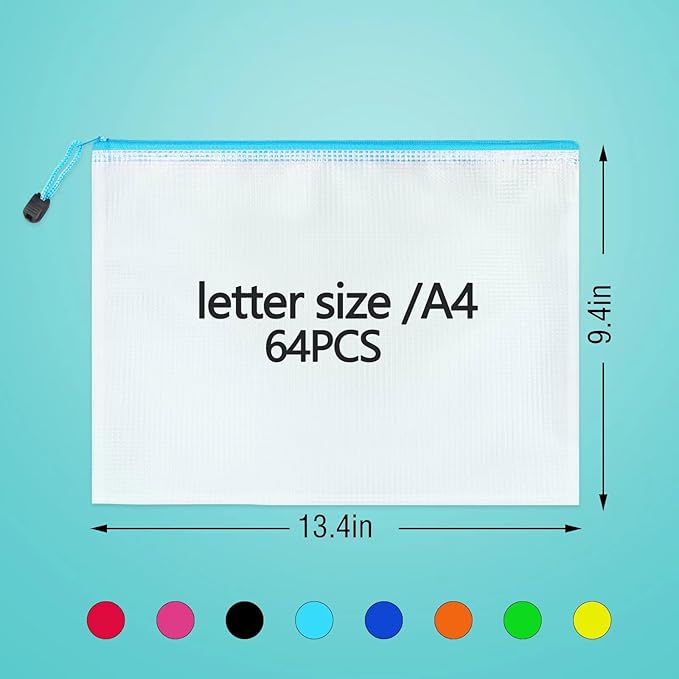88pcs Mesh Zipper Pouch Bags - 8 Sizes Plastic Zipper Pouches for Organization, Mesh Bags with Zipper, Waterproof Clear Travel Pouches, UMETDO File Bag with Zipper for Office Supplies, Variety Pack - Image 5