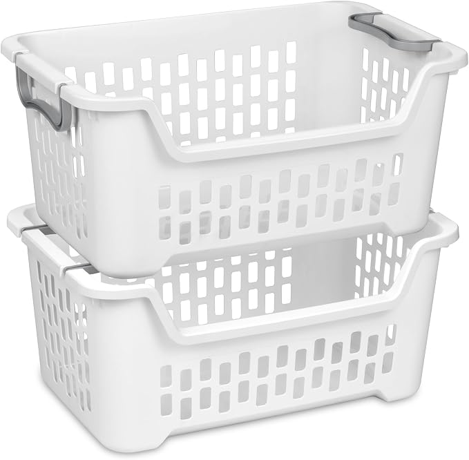 Sterilite 12 Pack Stacking Laundry Basket, 2 Bushel Clothes Hamper, White | Stackable Laundry Basket, Large Rectangular Storage Bin with Carrying Handles and Large 2 Bushel Capacity - Image 7