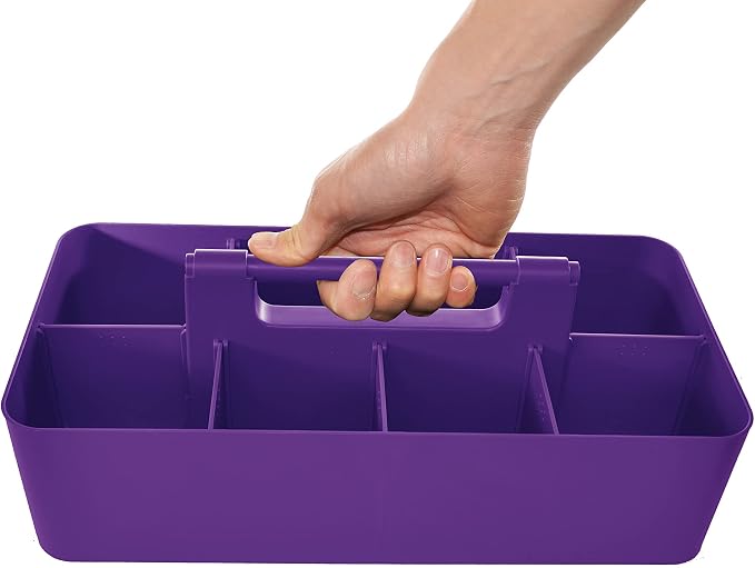 -Large Portable Caddy, DIY Dividers, 8 Compartments, School Office Supplies Home Business Organizer Portable Basket with Handle Made in USA (6 PACK, Royal Purple) - Image 2