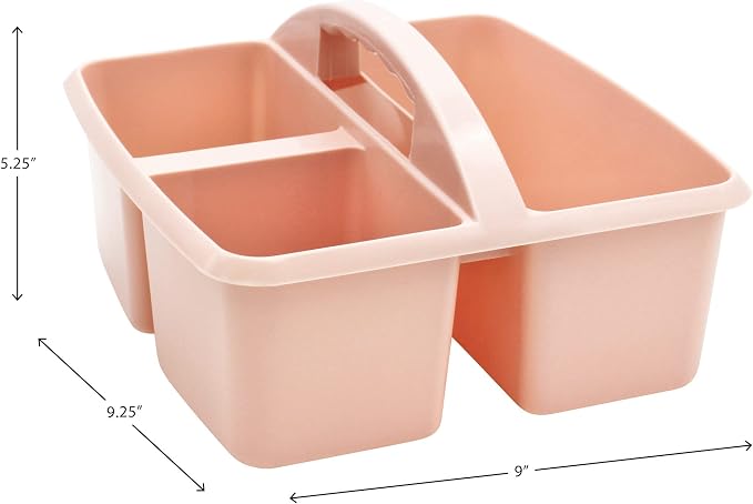 Teacher Created Resources Blush Portable Plastic Storage Caddy 6-Pack for Classrooms, Kids Room, and Office Organization, 3 Compartments - Image 3