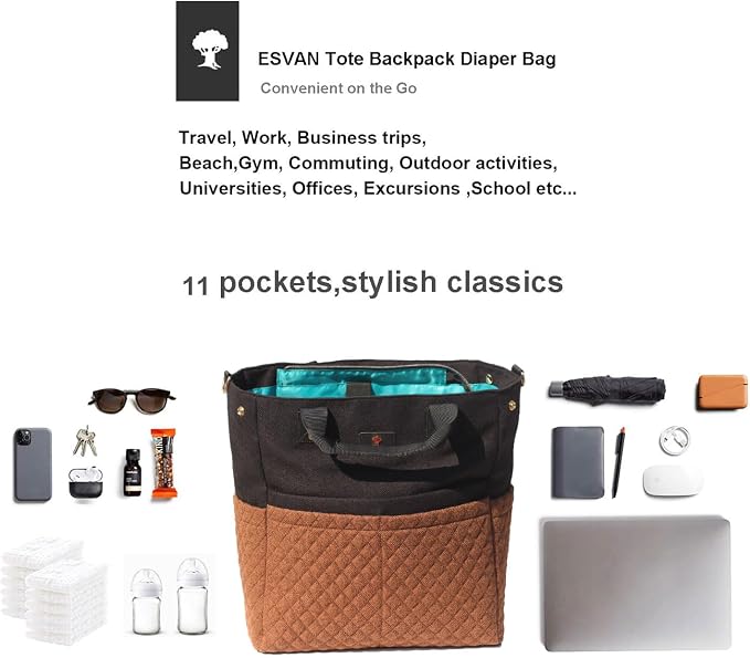 Diaper Tote Bag Totepack Backpack Crossbody Bag 3 in 1 for Women Laptop Backpack Multifunctional with Insulated Pockets - Image 6