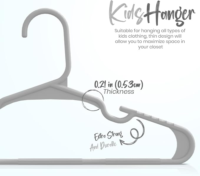 Utopia Home Kids Hangers 40 Pack – 11.5 Inch Baby Closet Hangers Gray | Plastic baby hangers | Fits children's & infant clothes | Gentle on delicate garments - Image 2