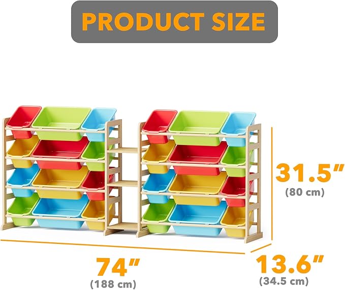 SpaceAid Large Toy Storage Organizer with 24 Bins and 3 Shelves, Toy Organizers Storage Bookshelf, Kids Bin Shelf Box Bookcase for Bedroom Playroom Organization Room Decor, Multi-Colored - Image 2