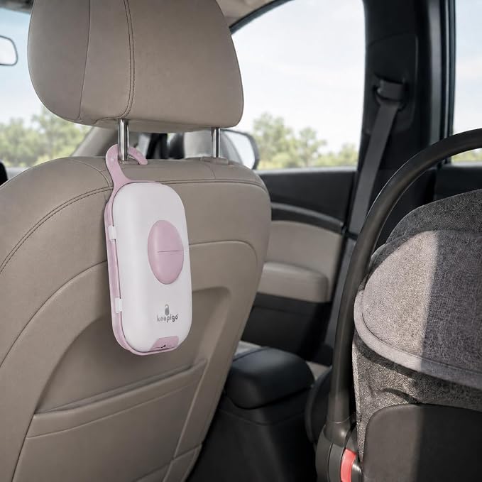Keepigo| Baby Pink Diaper Bag Wipe Dispenser | 3-in-1 Portable Diaper Caddy Organizer, Baby Wipe Holder with Disposable Bags | Baby Essentials for Newborns, Toddlers, Travel & Baby Shower Gifts - Image 5
