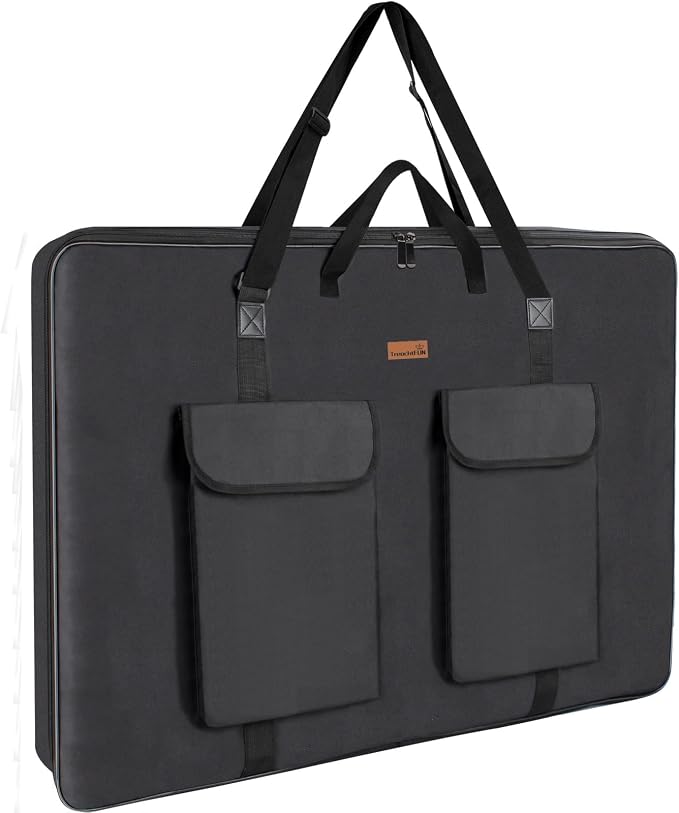 TreochtFUN Hard Side Art Portfolio Bag 24 X 36, Upgrade With Metal Frame | Heavy Duty Art Carrying Rigid Case,Sturdy Fabric For Artwork, Advertising,Canvas,Boards,Screen Monitors & Displays (Black) by TreochtFun