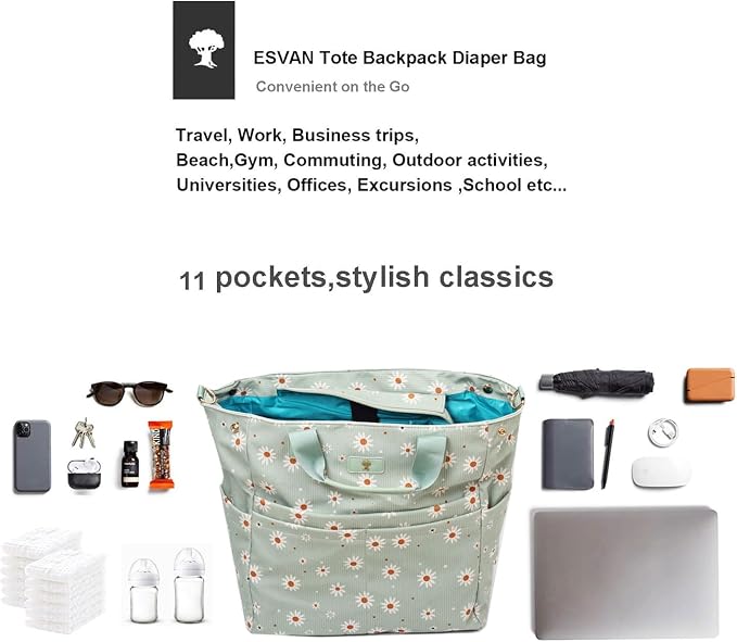 Diaper Tote Bag Totepack Backpack Crossbody Bag 3 in 1 for Women Laptop Backpack Multifunctional with Insulated Pockets - Image 5