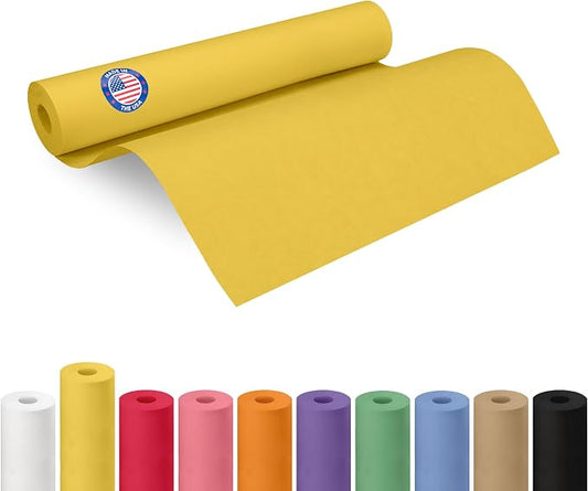 18" x 1200" (100 feet) Yellow Kraft Paper Roll - USA-Made Quality Craft Paper for Gift Wrapping, Kids' Arts & Crafts, School Projects - 100% Recycled Natural Material 50lb Thickness by IDL Packaging by IDLPackaging