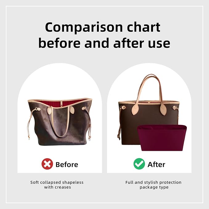 DGAZ Purse Organizer Insert Fits Neverfull-Mini/PM/MM/GM Bags，Silk Bag Organizer，Luxury Handbag & Tote Shaper（MM, Rouge H） | Soft and Lightweight,Perfect Fit,Multi-pocket Storage,Bag Protector,Luxury Bag Care,Handmade,for Smooth Bag Organizer - Image 4