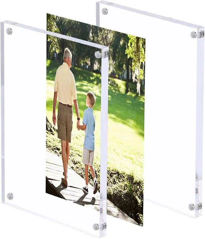 Acrylic 8x10 Photo Frames Double Sided Magnetic Picture Clear Frame | with Stand Double Sided 10mm frame,placed vertically,laid flat,or attached to the fridge,for Family, Baby, Friend Best Gift - Image 6