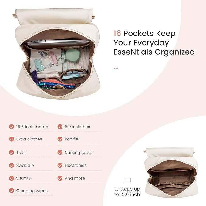 LOVEVOOK Diaper Bag Backpack, Baby Travel Bags for Boys & Girl, Toddler Waterproof Diaper Bag w/Changing Pad (Pink, 15.6''-Small) - Image 5