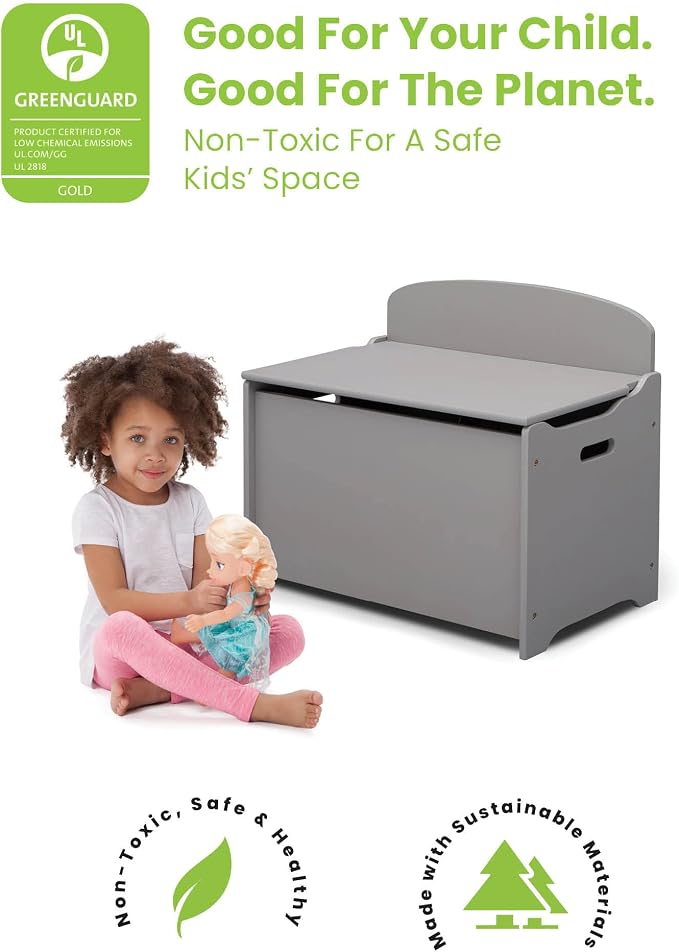Delta Children MySize Deluxe Toy Box, Grey - Image 3