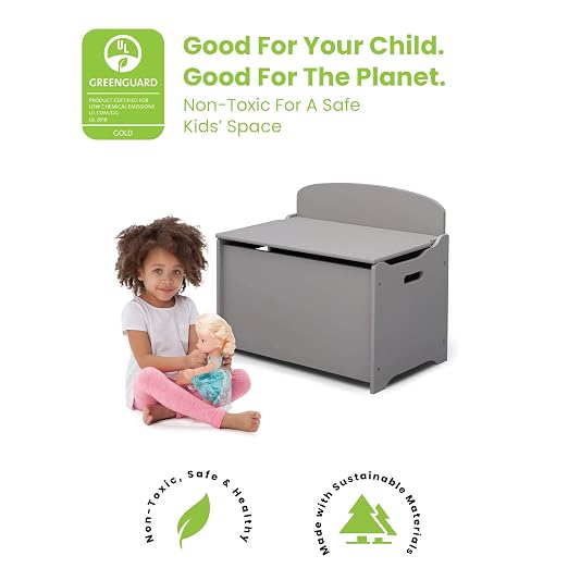 Delta Children MySize 9 Bin Plastic Toy Organizer - Greenguard Gold Certified, Grey & MySize Deluxe Toy Box - Greenguard Gold Certified, Grey - Image 7