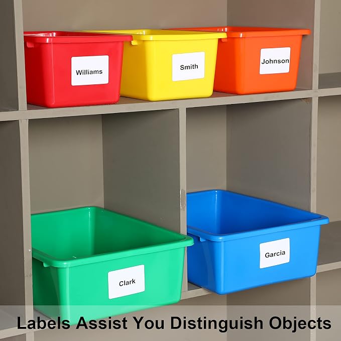 Zonon 12 Pcs Plastic Cubby Bins Office Storage Container Storage Bins Plastic Organization with 1 Pack Self Adhesive Label for Library Office Home Nursery(Bright Colors) - Image 5