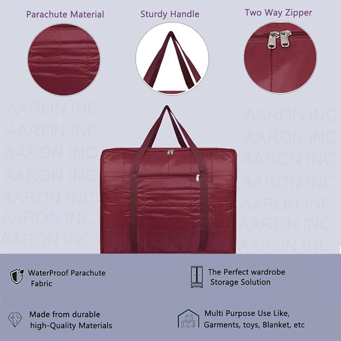ANKIT INTERNATIONAL Multi-Purpose Storage Bag Light Weighted/Moisture Proof Parachute Jumbo Storage Bag for Clothes & Bedding Storage-Maroon - Image 6