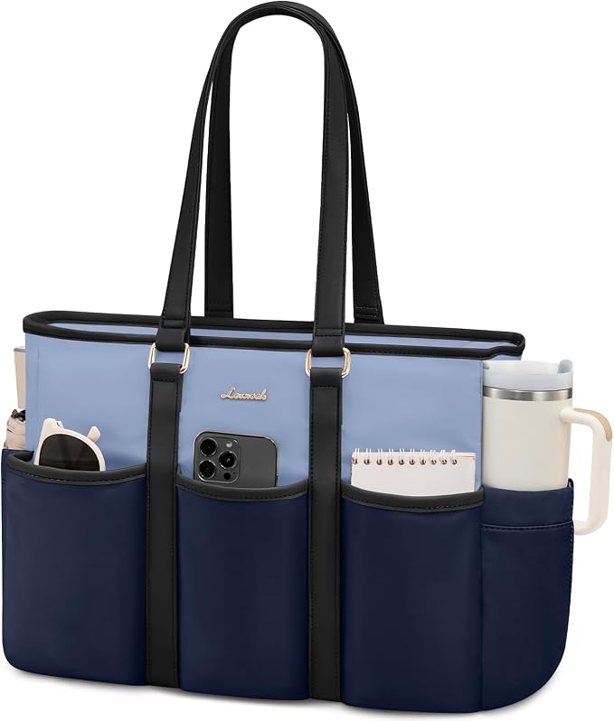 LOVEVOOK 17 Inch Laptop Tote Bag for Women Work, Teacher Tote Bag Nurse Bag, Large Purse Handbag With Trolley Sleeve & Large Cup Holder by LOVEVOOK