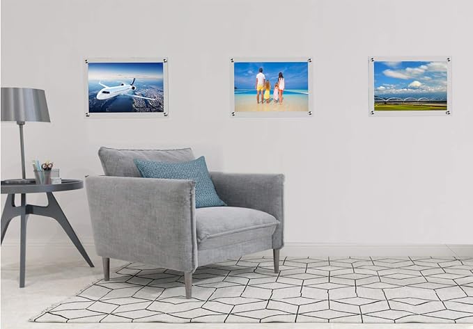 Meetu 11x14 Acrylic Picture Frames -Inner 10x12 Wall Mount Photo Frame Frameless Clear Floating Frame for Document Certificate Artwork(4 Pack) - Image 5