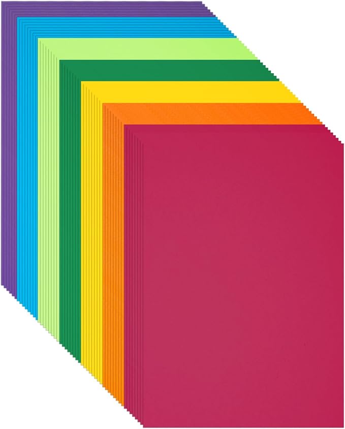 Construction Paper 8.5x11 in,70 Sheets,Set of 7 Colors Classic Rainbow 178GSM/65LB Heavyweight Construction Paper,Crafts,Arts,School Classroom Art Supplies Assorted Colors Bulk Paper by Magecubiku