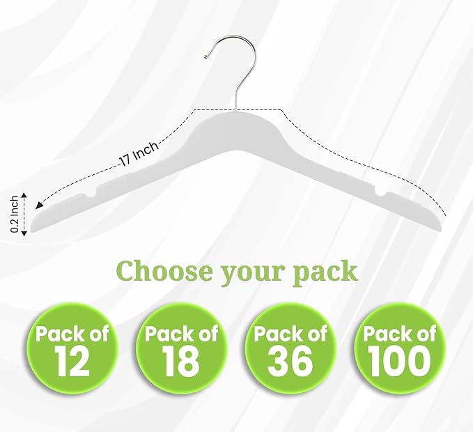 All Hung Up Hangers Slim Plastic Clothes Hangers, Space-Saving Design with Non-Slip Grip, Durable for Everyday Use, White, 100 pcs - Image 5