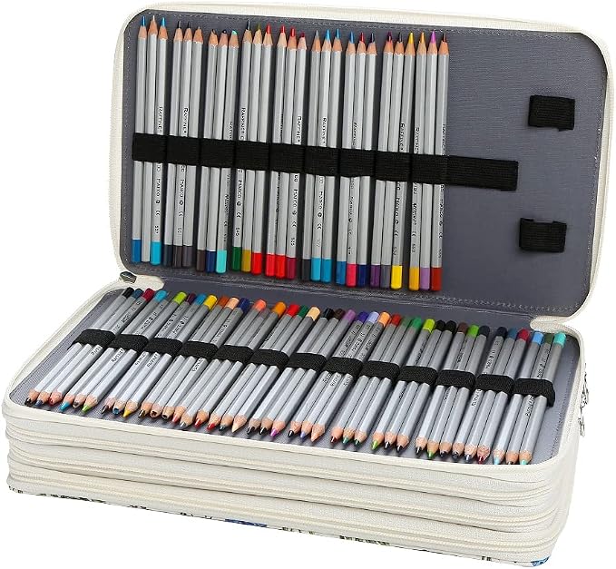 300 Slots Colored Pencil Case Organizer, 4 Layer Bag | Twill Oxford fabric,103 elastic loops,detachable handle,for travel,home storage,drawing tools,creative gifts - Image 2