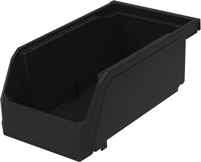 Small Stackable Plastic Storage Bins, 12-Pack, Black | Open-Front Stackable Bins For Garage, Pantry, Closet & Office, 7"L X 4"W X 3"H, Nests When Empty, Durable Plastic - Image 6