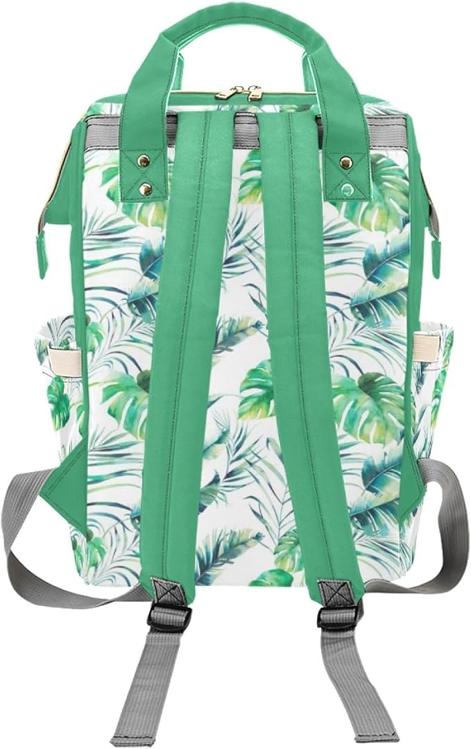 Custom Diaper Bag with Name Personalized Elephant Leaf Nylon Travel Backpack for Holiday Travel Customized Nappy Changing Bag with Pockets for New Mom - Image 4