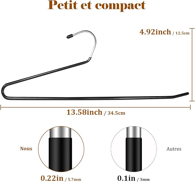 Open Ended Pants Hangers,30-Pack Clothes Hangers Space Saving, Non-Slip Black Metal Hangers, Space Saving Design for Jeans,Slacks,Scarf (Black) - Image 3