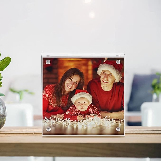 Boxalls 6x6 Acrylic Picture Frames - 5 Pack, Clear Frameless 6x6 Inches Photo Frames with Magnetic, Double Sided Transparent Desktop Frame(5 Pack) - Image 6
