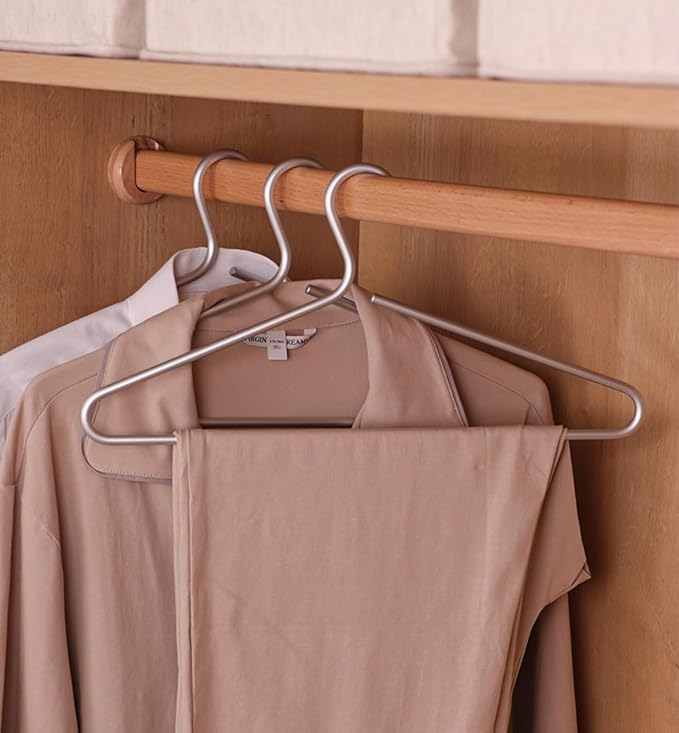Premium Matte Silvery Aluminum Coat Hangers 10 Piece Set, 16.5” Extra Smooth & Durable Metal Shirt Dress Hanger,Aluminum Alloy Hanger,Clothing Support,Clothing Hang - Image 4