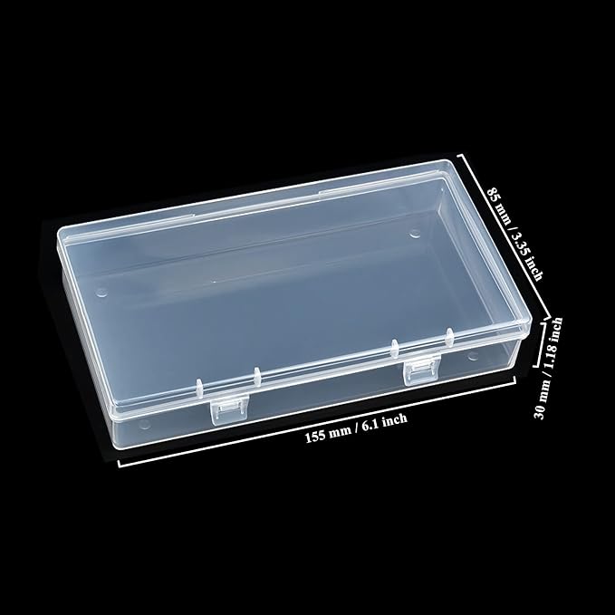 4 Pack Rectangular Clear Plastic Storage Containers 6.1x3.3x1.18 inch | Hinged Lid, For Beads and Small Craft Items - Image 2