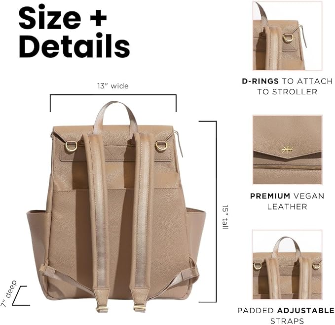 Freshly Picked Classic Diaper Bag II Backpack – Premium Vegan Leather, Large Capacity Baby Bag with Changing Pad, Stylish & Functional for Moms & Dads, Fig - Image 4
