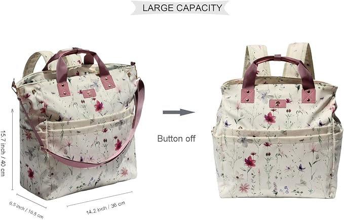 Diaper Tote Bag Totepack Backpack Crossbody Bag 3 in 1 for Women Laptop Backpack Multifunctional with Insulated Pockets - Image 2
