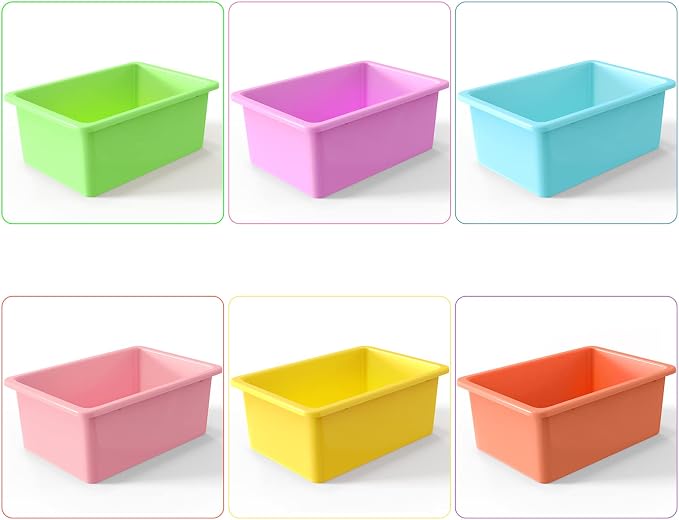 Zonon 12 Pcs Plastic Cubby Storage Bin Back to School Classroom Cubby Organization Storage Container with 1 Pack Self Adhesive Label for Office School Library(Candy Color,11.61 x 7.68 x 4.92) - Image 3