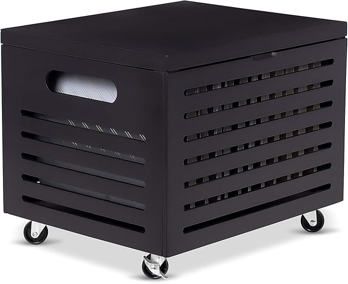 BIRDROCK HOME Bamboo Rolling File Storage Organizer Box with Lid - Decorative File Cabinet on Wheels, Portable File Box on Wheels, Mobile Filing Solution - Café Noir - Image 6