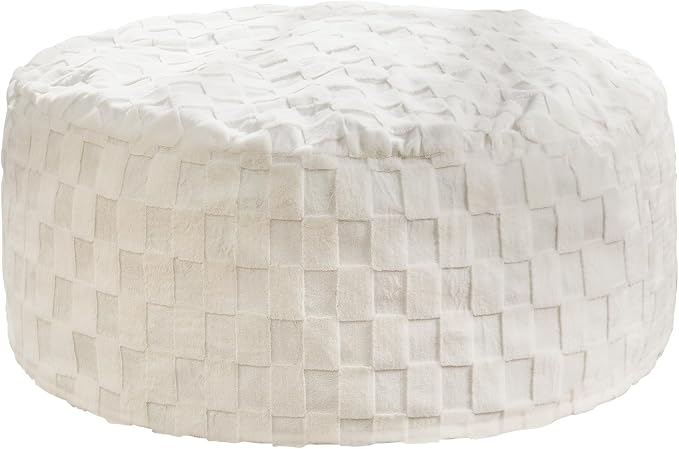 Hobestluk Adults Bean Bag Chair 4FT Big BeanBag Chair Extra Large Oversized | Memory Foam,Washable Cover,Unique Fluffy Plaid,Comfy Big Bean Bag with Filler Lounging Gaming Bedroom Living Room | White 4FT - Image 8