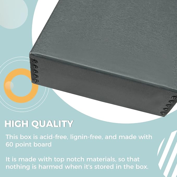Golden State Art, Drop Front Archival Storage Box, Gray, 8.75x10.75x3 Inch | Acid-Free Museum Box with Metal Edge Corner, for Storing Artwork Photos Documents Prints Arts And Crafts - Image 5