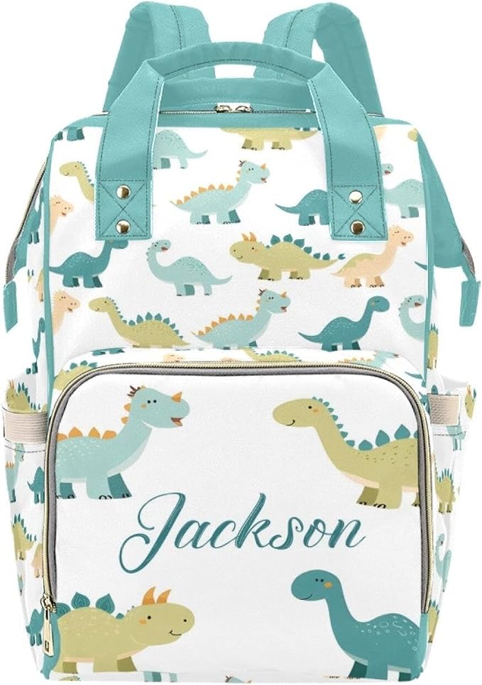 Custom Name Diaper Bag Backpack – Dinosaur with Star Personalized Baby Nappy Bag with Insulated Bottle Holders – Waterproof Large Capacity Travel Backpack Gift for Parents by Unknown
