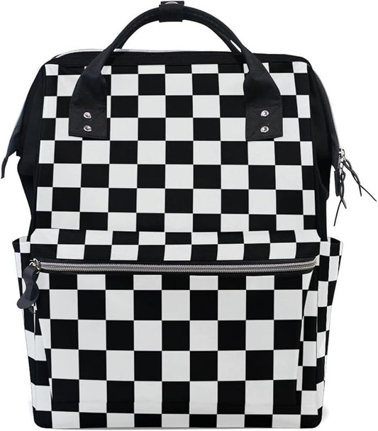 Large Capacity Baby Diaper Bag Waving Checkered Flag Car Racing Durable Multi Function Travel Backpack by DERLONKAJE