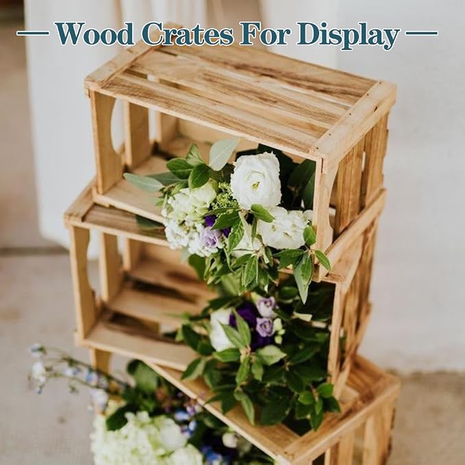 6 Pack Large Wooden Crates for Display Decorative Crates with Handle | Rustic Nesting Wooden Basket Decorative Farmhouse Wood Crate for Storage and Container, 6 Size Decor Boxes - Image 5