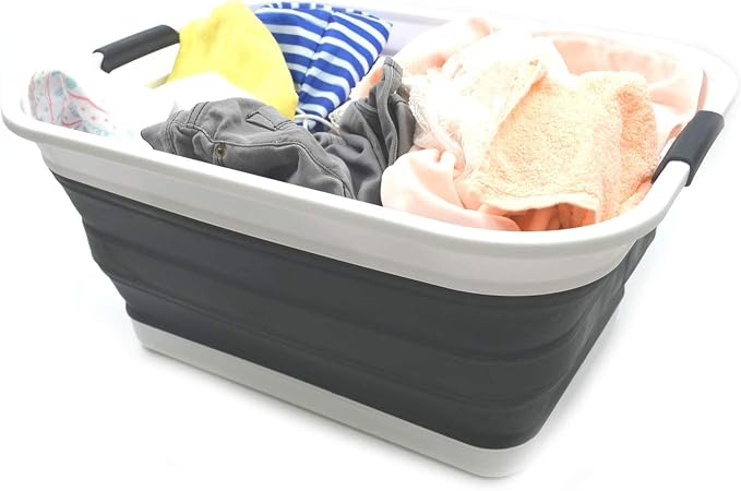 SAMMART 42L(11 gallon) Collapsible Plastic Laundry Basket-Foldable Pop Up Storage Container-Portable Washing Tub-Space Saving Basket,Water capacity 34L(9 gallon) (1 Rectangular - strengthen, Black) - Image 7
