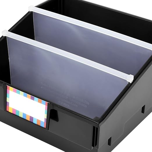 Really Good Stuff Black Picture Book Classroom Library Bins, 4 Pack | 13.5" x 13.5" x 7.75, Large Plastic Bin Organizers for Book Organization, Documents, Files, Magazines - Image 5